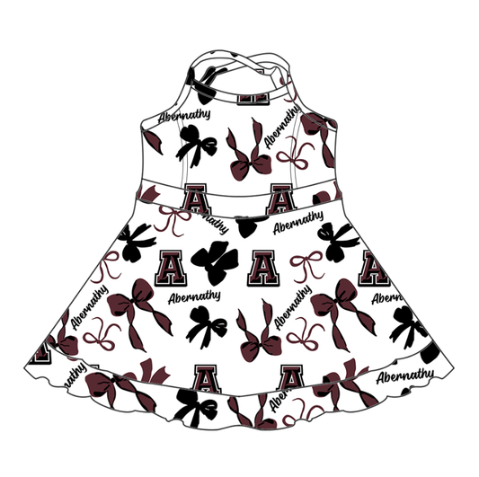 Custom moq 5 mix sizes summer teams baby girls clothes team T Maroon Black Bowknot Summer Girls Clothes