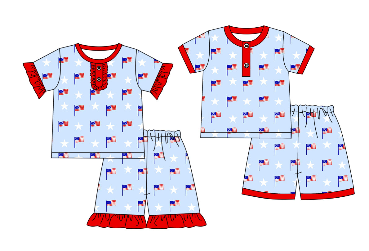 2.13 custom each style moq 5eta 4-6week Sibling Sister baby girls short sleeve shorts sets and set 2 match design