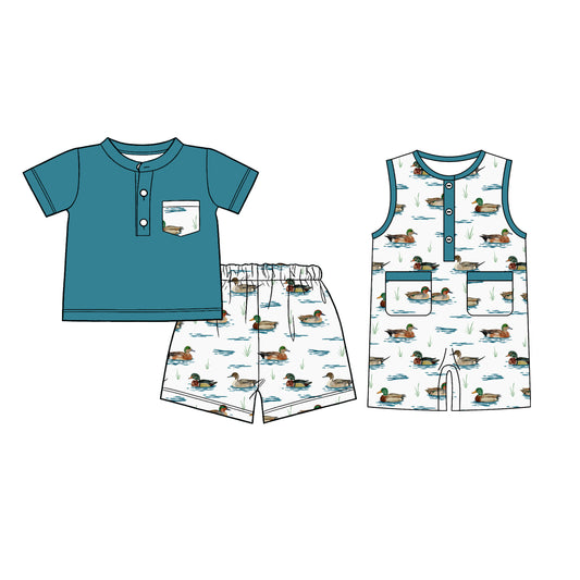 26.1.5 custom each style moq 5 eta 6-8week Sibling Sister duck baby boy short sleeve shorts sets and romper match design