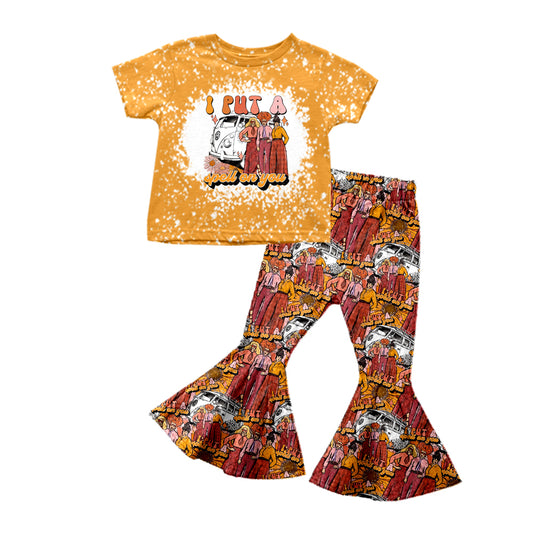 5.1(1)custom each style moq 5eta 4-5week I PUT A SPELL ON YOU prints orange girls outfits set and dress