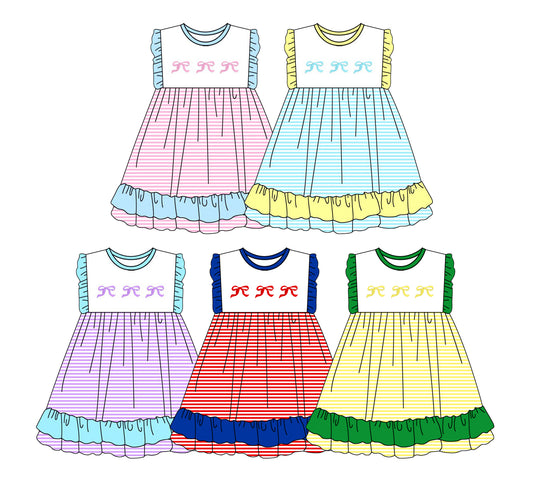 25.11.20 custom each style moq 5 eta 6-8week Sibling Sister bow baby girl short sleeves dress 5 match design
