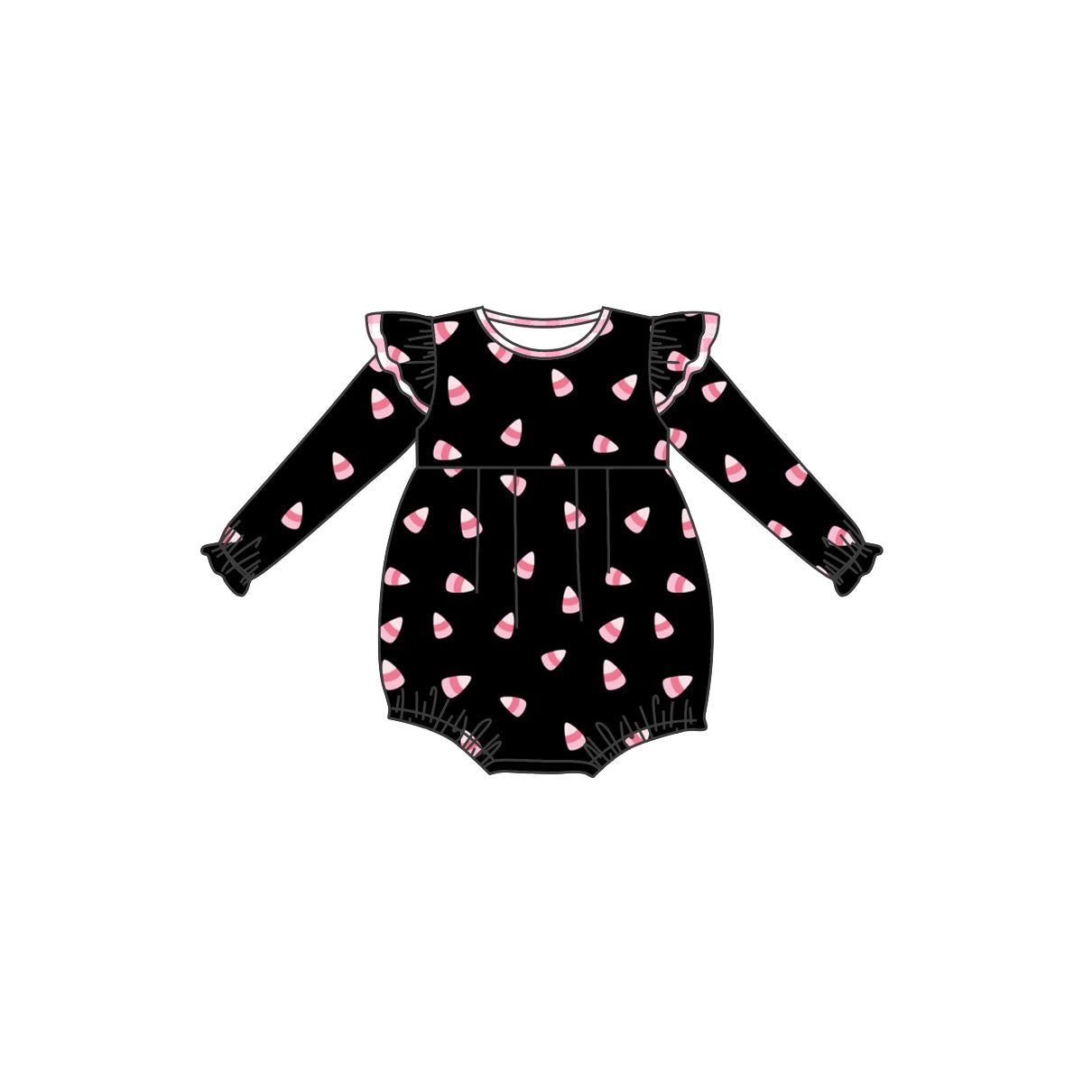 4.27custom moq 5 eta 4-5weeks triangle candy prints black long sleeves baby romper