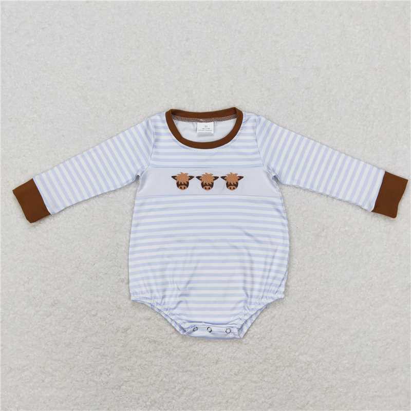 RTS NO MOQ（In Stock) LR0724 Baby boy clothes long-sleeved bodysuit with embroidered
