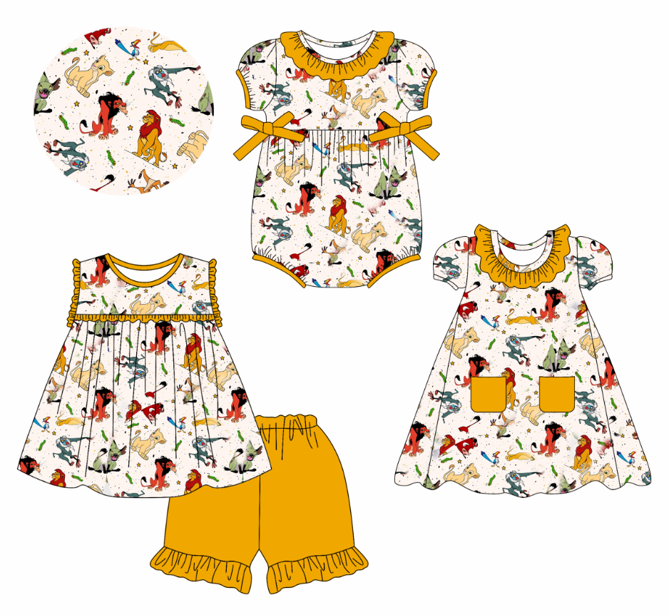 Custom summer cartoon baby girls clothes sets dress romper