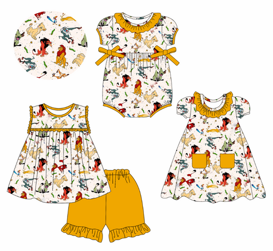 Custom summer cartoon baby girls clothes sets dress romper