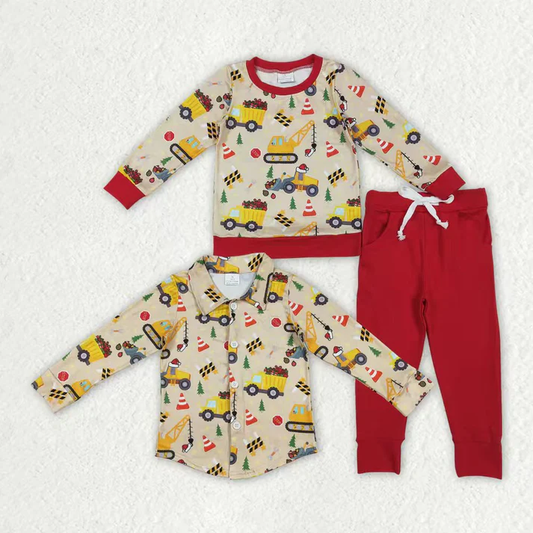 RTS Sibling baby boy clothes Christmas long Sleeve pants sets and top