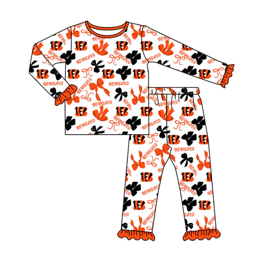 PRE ORDER Deadline August 28 close custom no moq baby kids kids clothing Long-sleeved trousers and bow tie pajama set