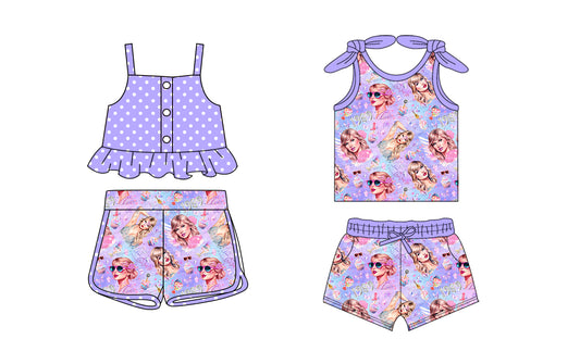 1.21 custom each style moq 5eta 4-6week Sibling Sister taylor swift baby girls short sleeve shorts sets and jumpsuit match design