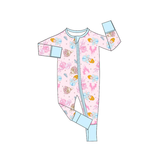 5.3custom each style moq 5eta 4-5week Sibling Sister cartoon character prints blue girls jumpsuits and boy set and baby romper match family design