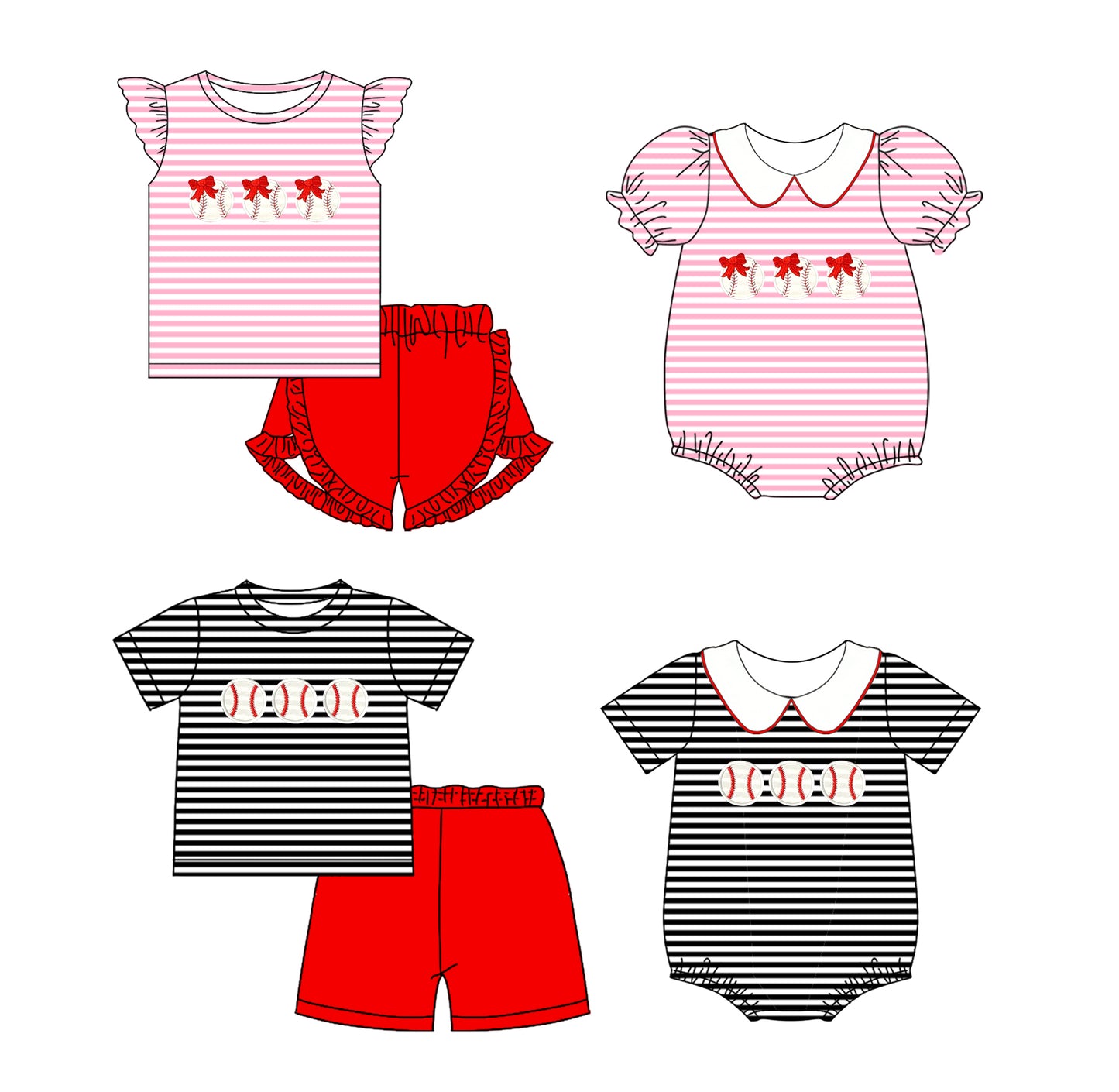 26.1.1 custom each style moq 5 eta 6-8week Sibling Sister bow baby short sleeve shorts sets 2 and romper 2 match design