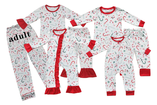 Baby boys girls Christmas style candy cane print white Family Series Siblings Set