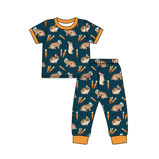 9.27 custom each style moq 5eta 4-6week Sibling Sister rabbit baby boys short sleeve sets and rompers match design