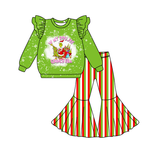 6.17 custom each style moq 5eta 4-6 week Sibling Sister Christmas green girls outfits and romper match family design