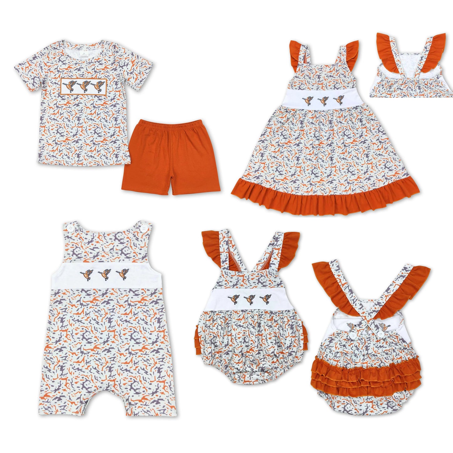 RTS Boys and girls Embroidered Short Sleeve Shorts sets dress rompers