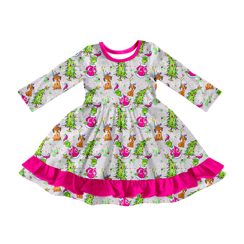 8.9 custom each style moq 5eta 4-6week baby girls clothes Christmas rose red long sleeve dress