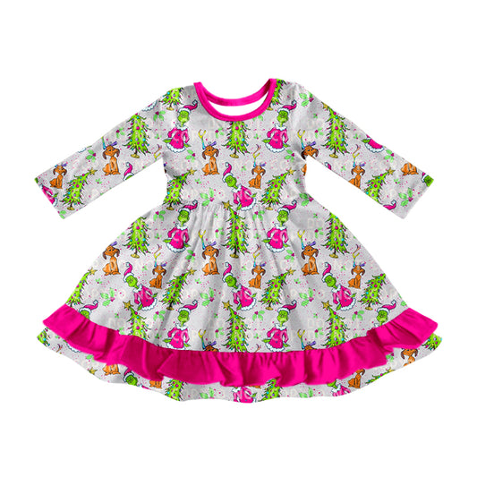 8.9 custom each style moq 5eta 4-6week baby girls clothes Christmas rose red long sleeve dress