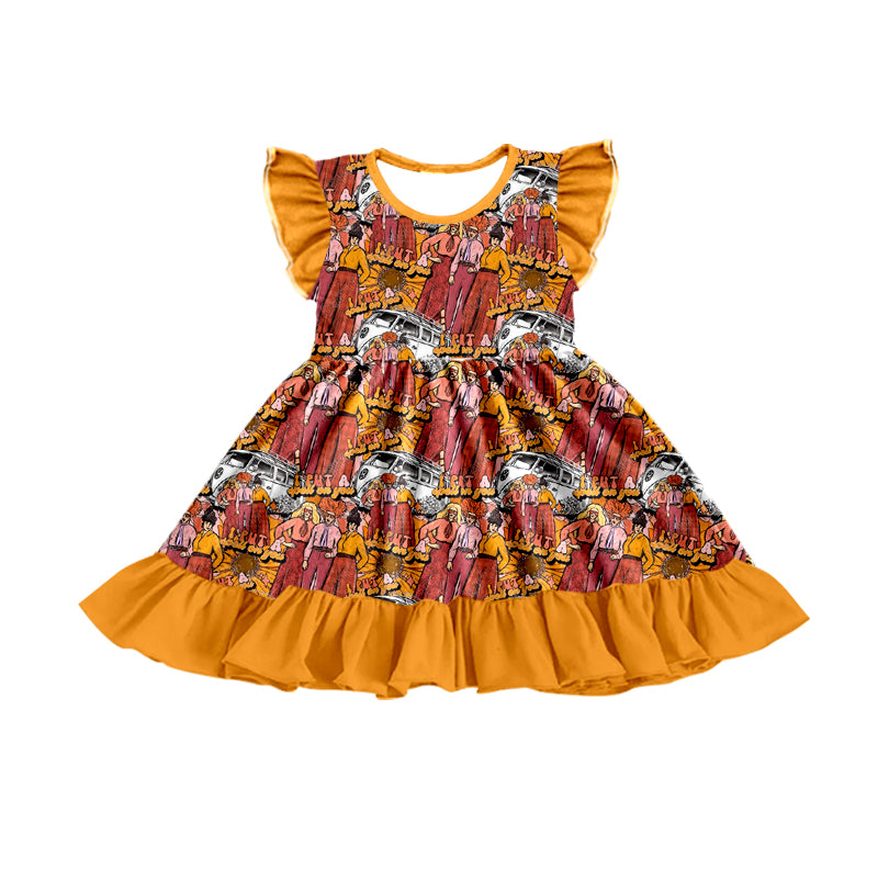 5.1(1)custom each style moq 5eta 4-5week I PUT A SPELL ON YOU prints orange girls outfits set and dress