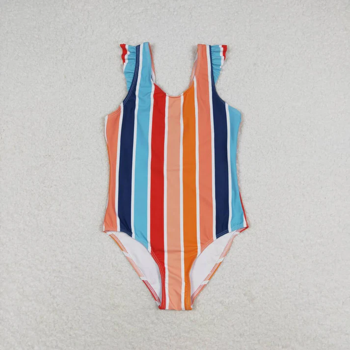 RTS no moq Mommy and Me Adult Baby Girls Summer Stripes Swimsuits.adult with kids swim