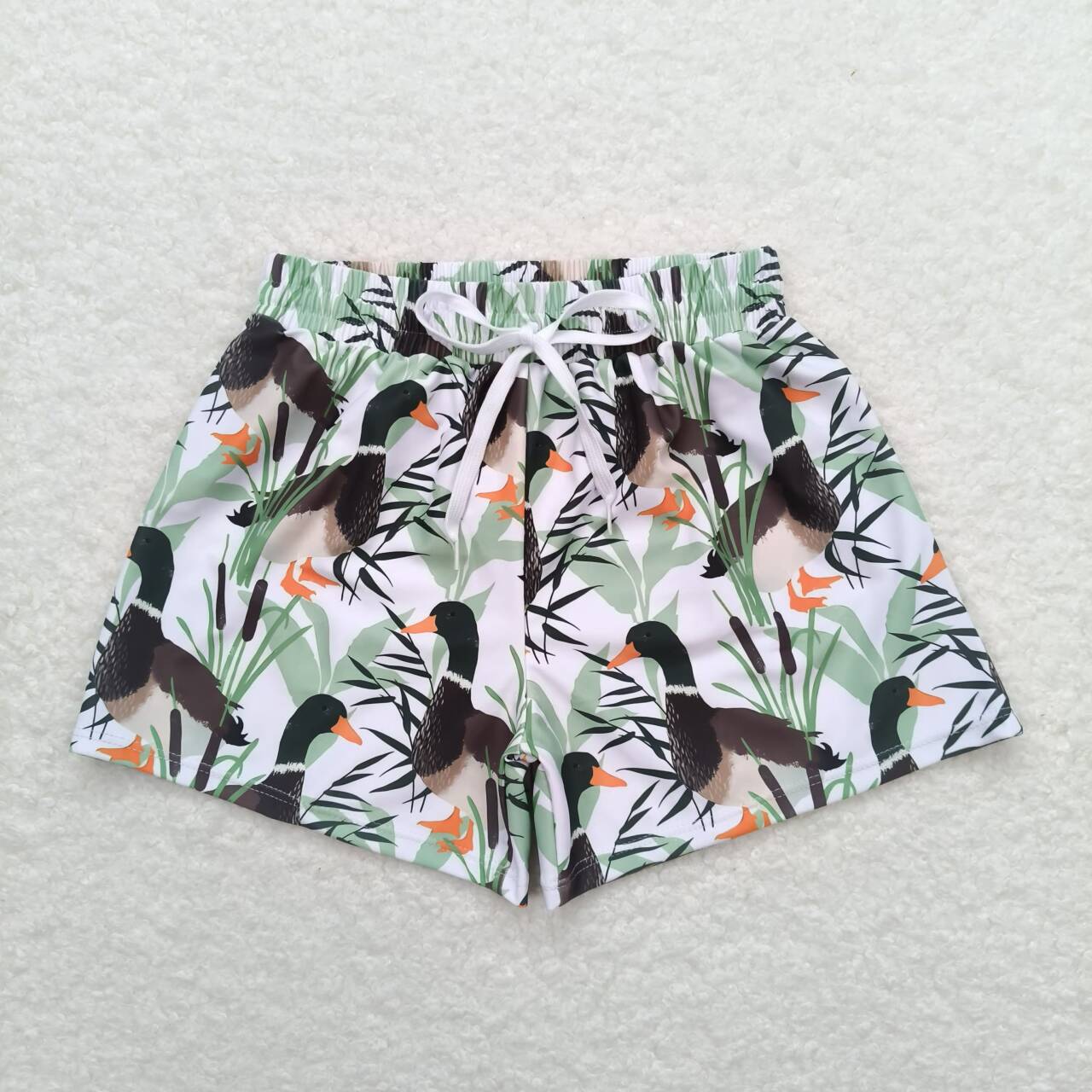 S0267 Duck White Swim Trunks