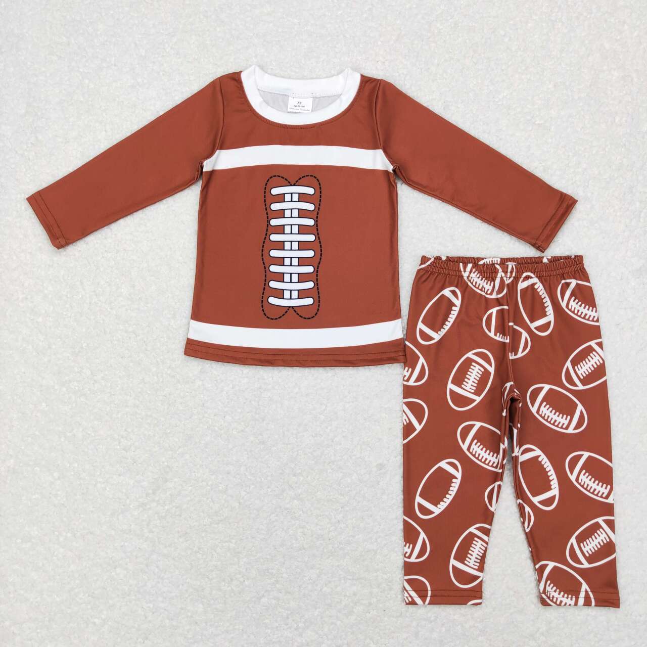 RTS NO MOQ（In Stock) Rugby Brown and White Long Sleeve Pants Suit