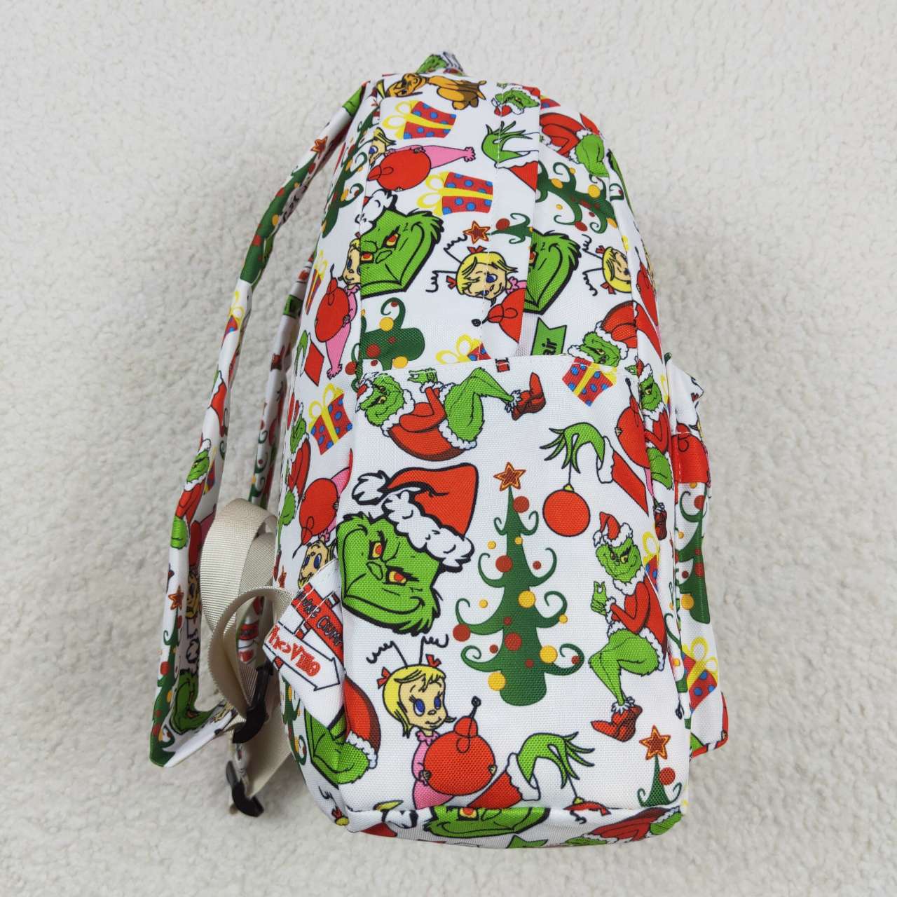 BA0138 Cartoon grinch white backpack