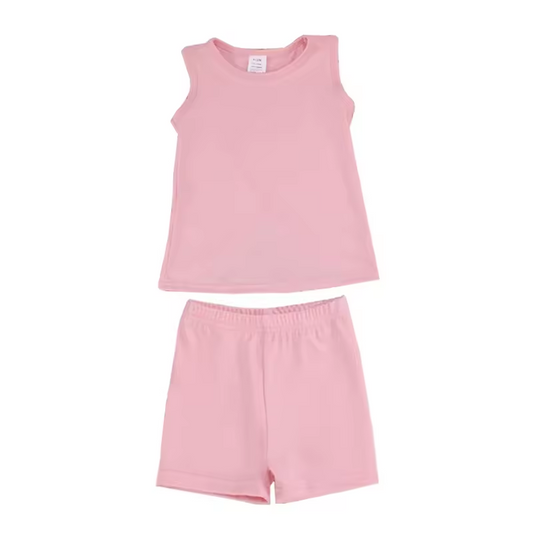 custom moq 3 cotton fabric eta 5-6week Cotton  pink  horts  Shorts Set