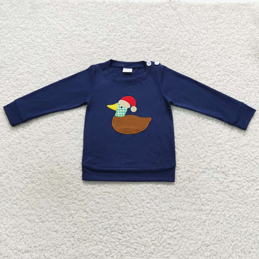 BT0297 Christmas embroidered hat duck navy blue long-sleeved top