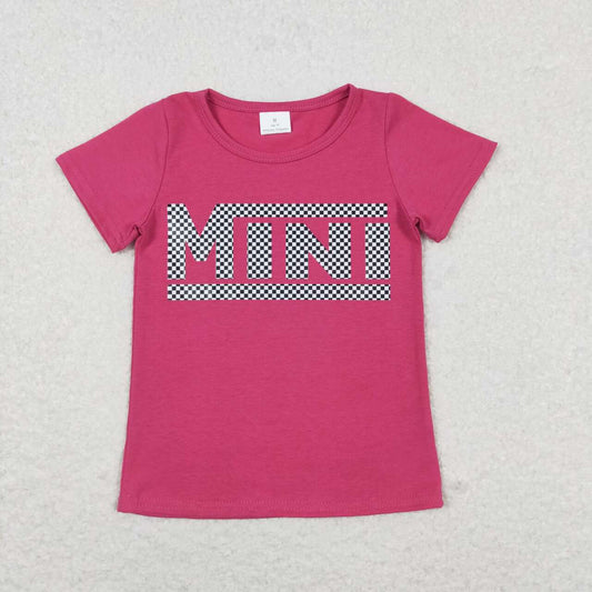 RTS mimi  GT0573 Offset printing mini rose red short-sleeved top cotton  viny