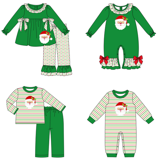 Custom moq 3 MIX SIZE eta 7/8week moq 5 eta /4/5week Santa Claus print grass green long mixed suit