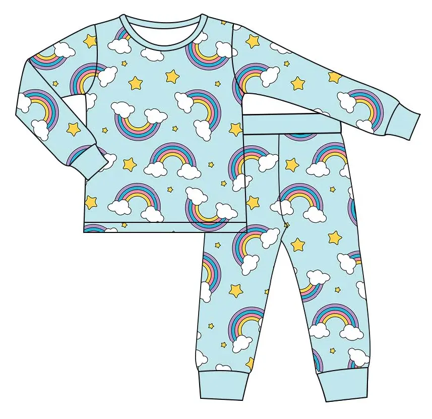 Custom moq 3 MIX SIZE eta 7/8week moq 5 eta /4/5week Light blue rainbow-white clouds-stars mixed set