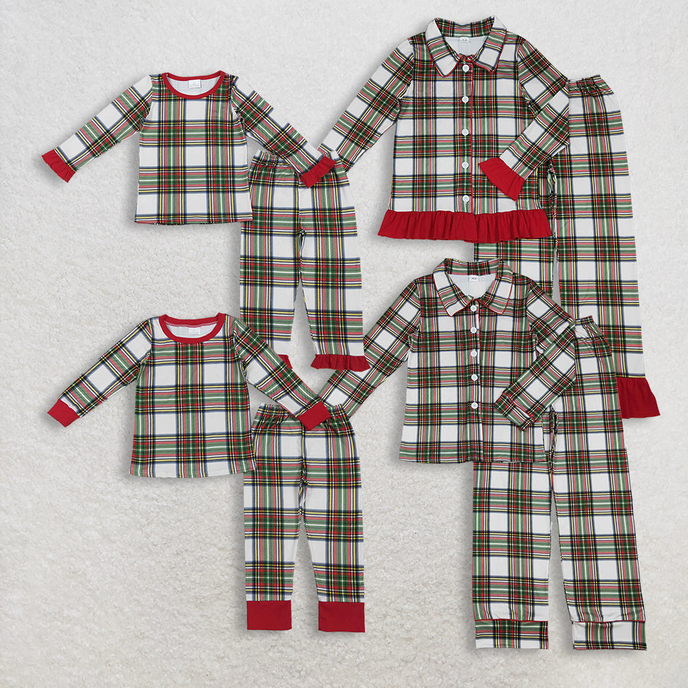 RTS NO MOQ Sibling baby girl boy clothes Christmas long-sleeved pants suits and adult sets
