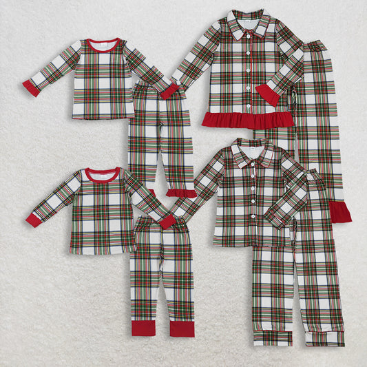RTS NO MOQ Sibling baby girl boy clothes Christmas long-sleeved pants suits and adult sets