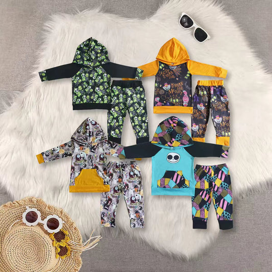 RTS NO MOQ Sibling baby boy clothes hooded long-sleeved trousers sets
