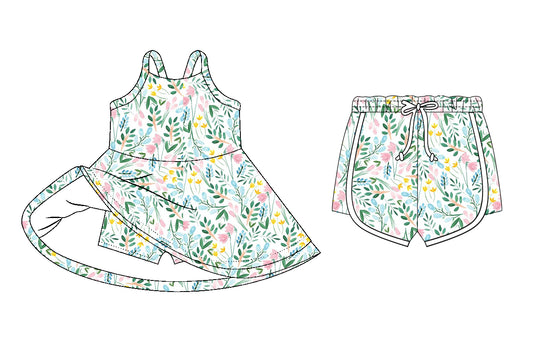 26.1.7 custom each style moq 5 eta 6-8week Sibling Sister floral baby short sleeve dress and shorts match design