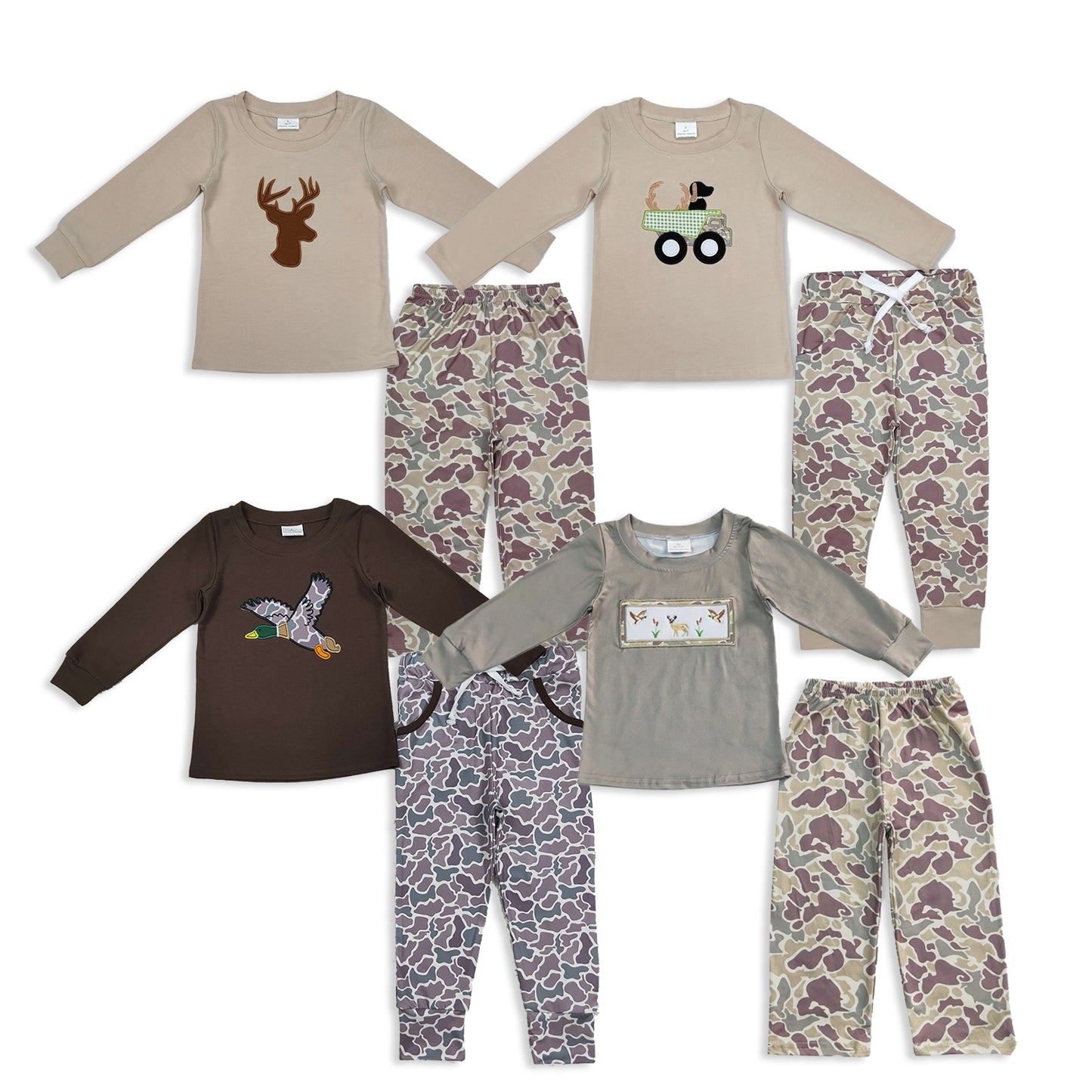 RTS NO MOQ Sibling baby girls boys clothes embroidery deer head Christmas long-sleeved suits