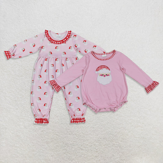 RTS NO MOQ Sibling Baby girls clothes embroidery Christmas long-sleeved rompers