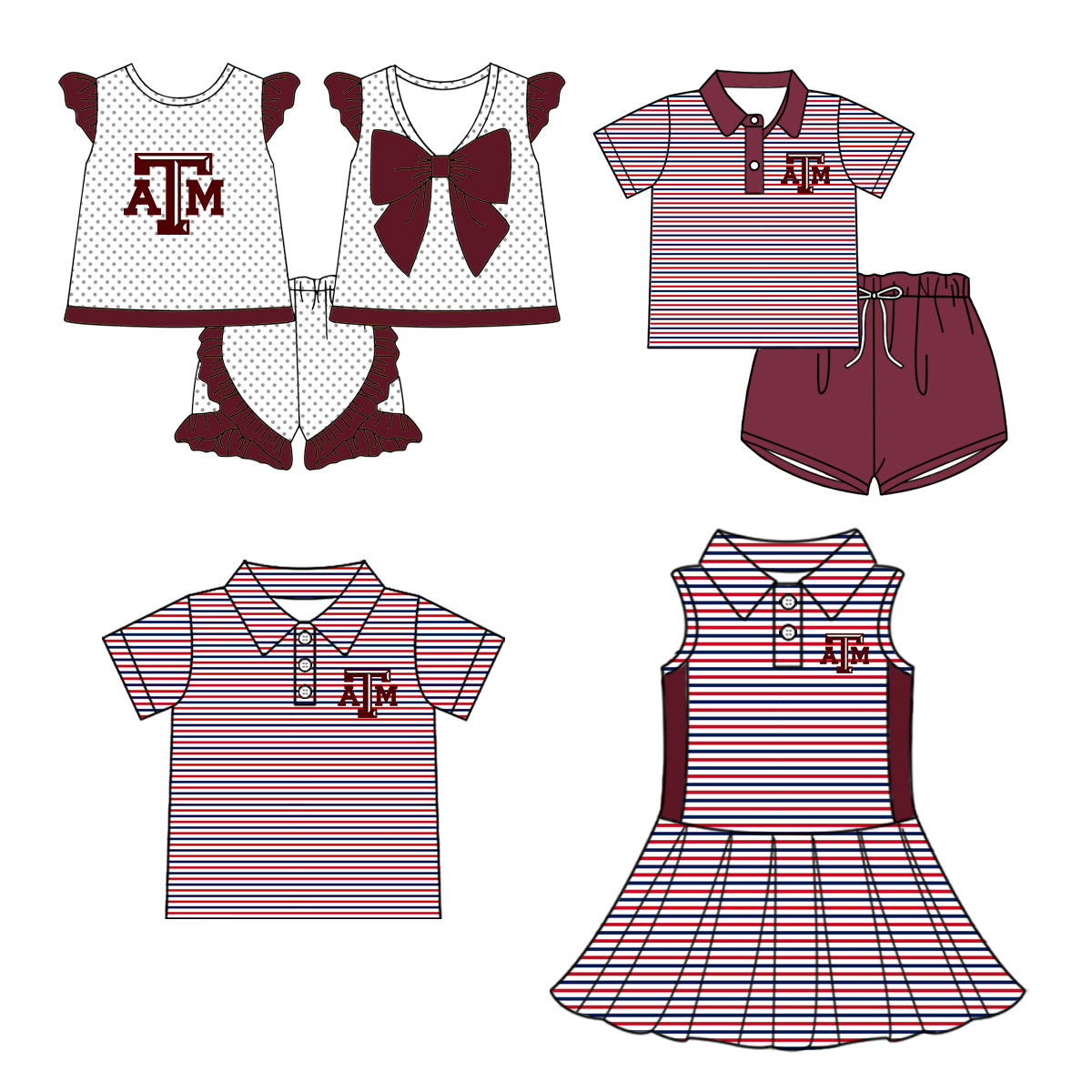 Custom summer teams baby girls clothes team brick red sets dress top-25.5.5