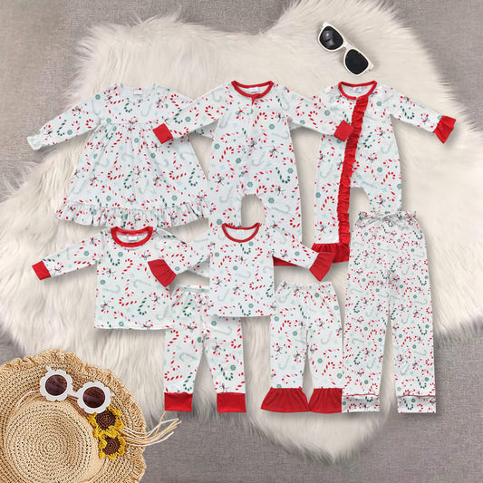RTS NO MOQ Sibling baby Girls Boys Christmas long sleeve pants sets 2 and rompers 2 and dress and adult pants Clothes