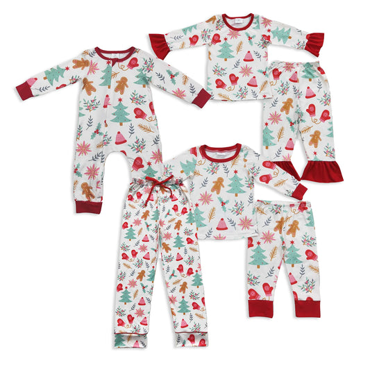 RTS NO MOQ Sibling Baby Girl clothes Christmas Cup Gingerbread Knee-Length Dress - Halter Neck Skirt - Crawling Suit - Adult Pants - Children's Long Suits