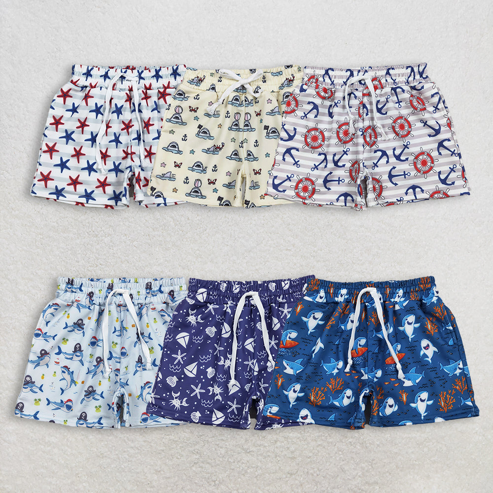 RTS NO MOQ Sibling baby boy clothes Summer beach swim trunks shorts