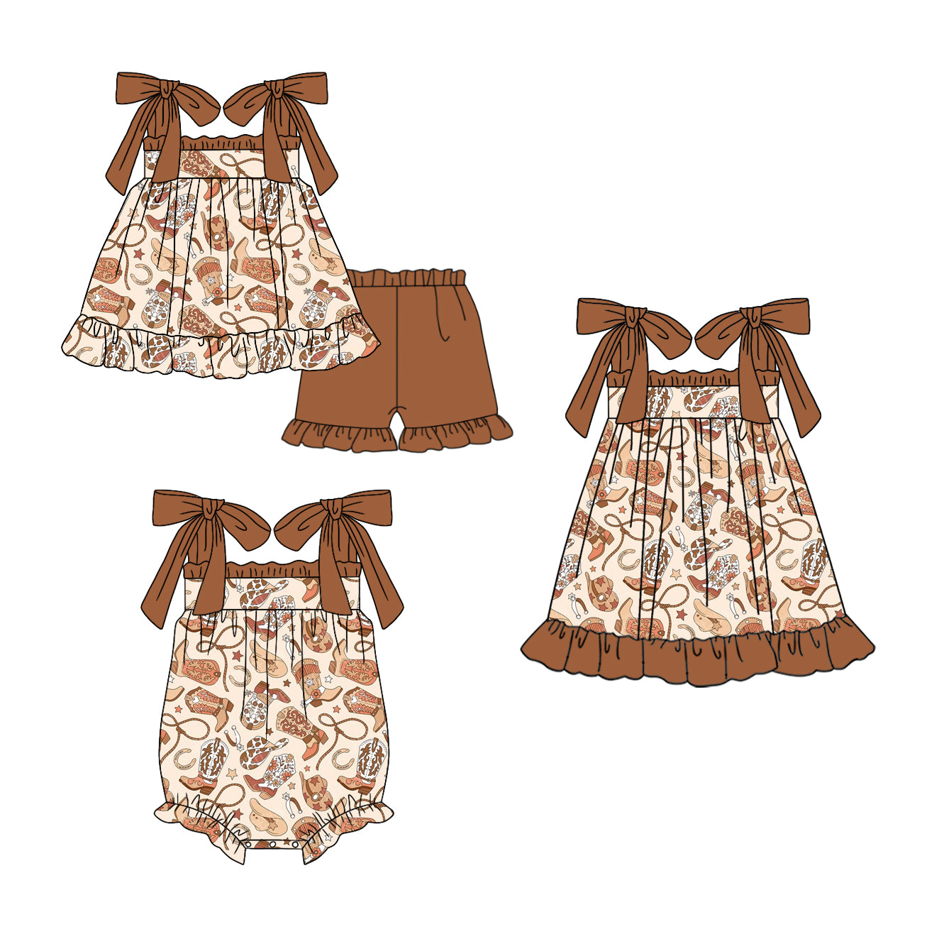 2.8 custom each style moq 5eta 4-6week Sibling Sisters boots baby girl short sleeve shorts sets and dress and rompers match family design