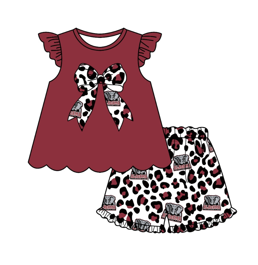 Custom Red Elephant Girls Skirt Short Sleeve Suit
