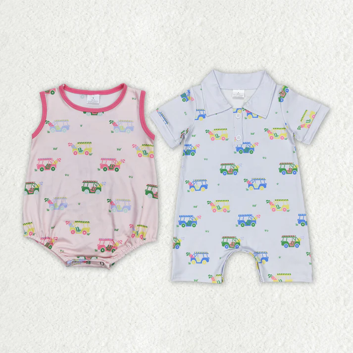 RTS NO MOQ Baby Infant Girls Boys Golf Sibling Summer Rompers