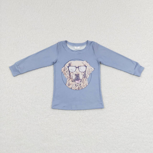 RTS NO MOQ ETA 5/7days arrived BT0391 Spectacled puppy blue long-sleeved top