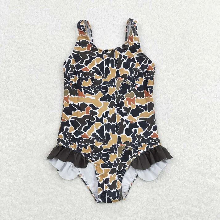 RTS Baby Girls Boys Brown Camo Western Summer Trunk Swimsuits
