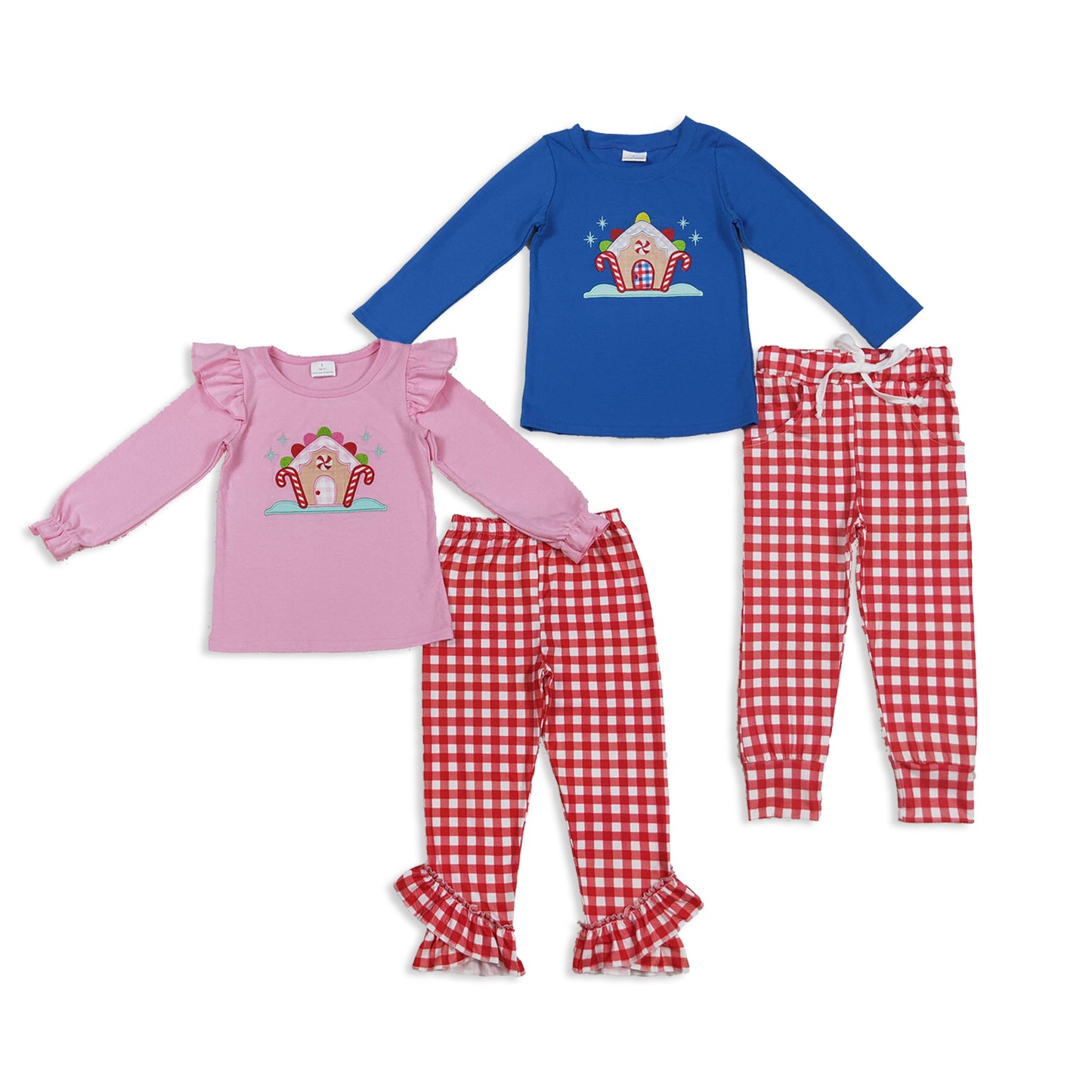 RTS NO MOQ Sibling baby girls baby boys clothes Christmas long-sleeved trousers suits