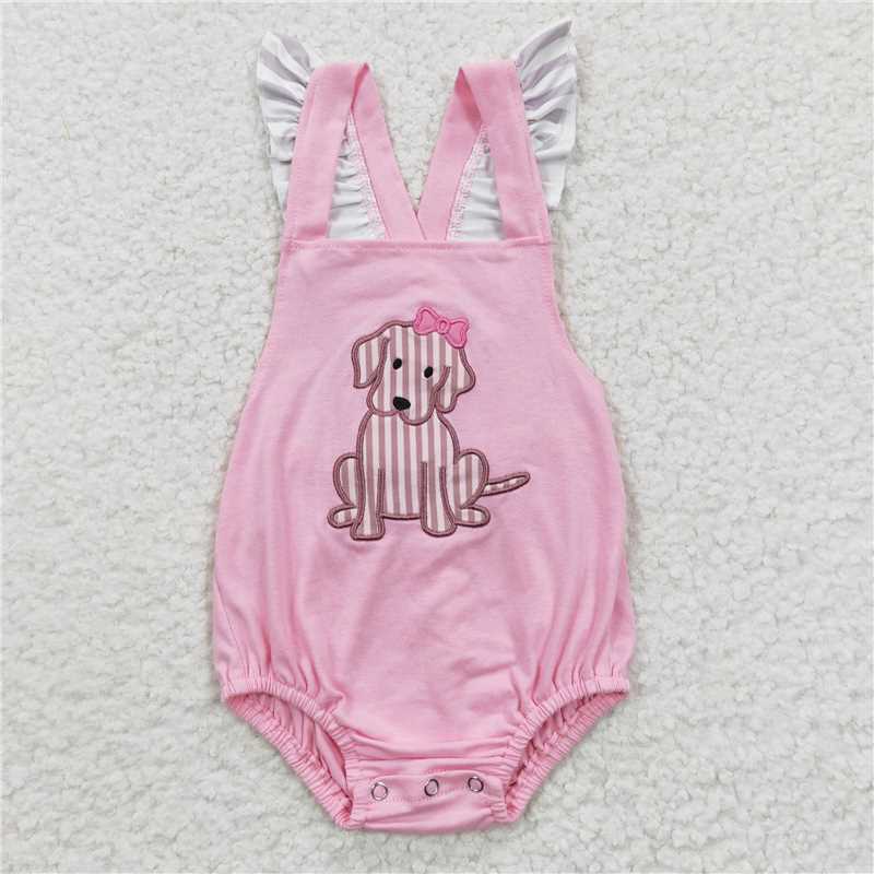 baby boys and girls romper dog prints blue and pink