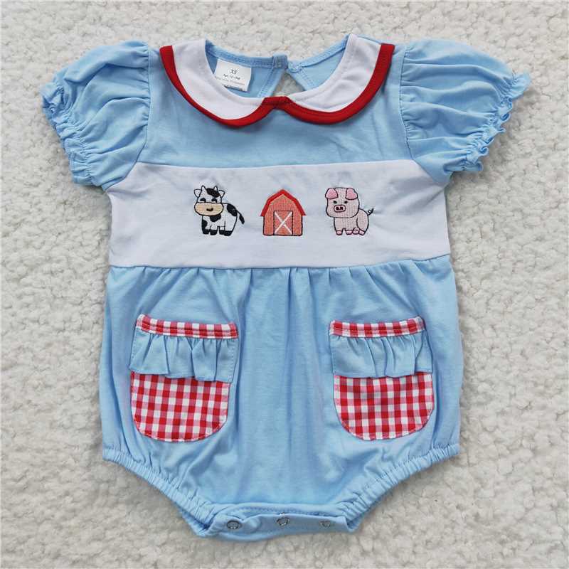 Baby girls farm cow and pig print Sibling Sister Clothes Sets