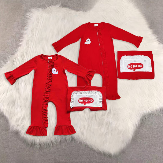 RTS NO MOQ Sibling Baby girls boy clothes embroidery Christmas long-sleeved rompers