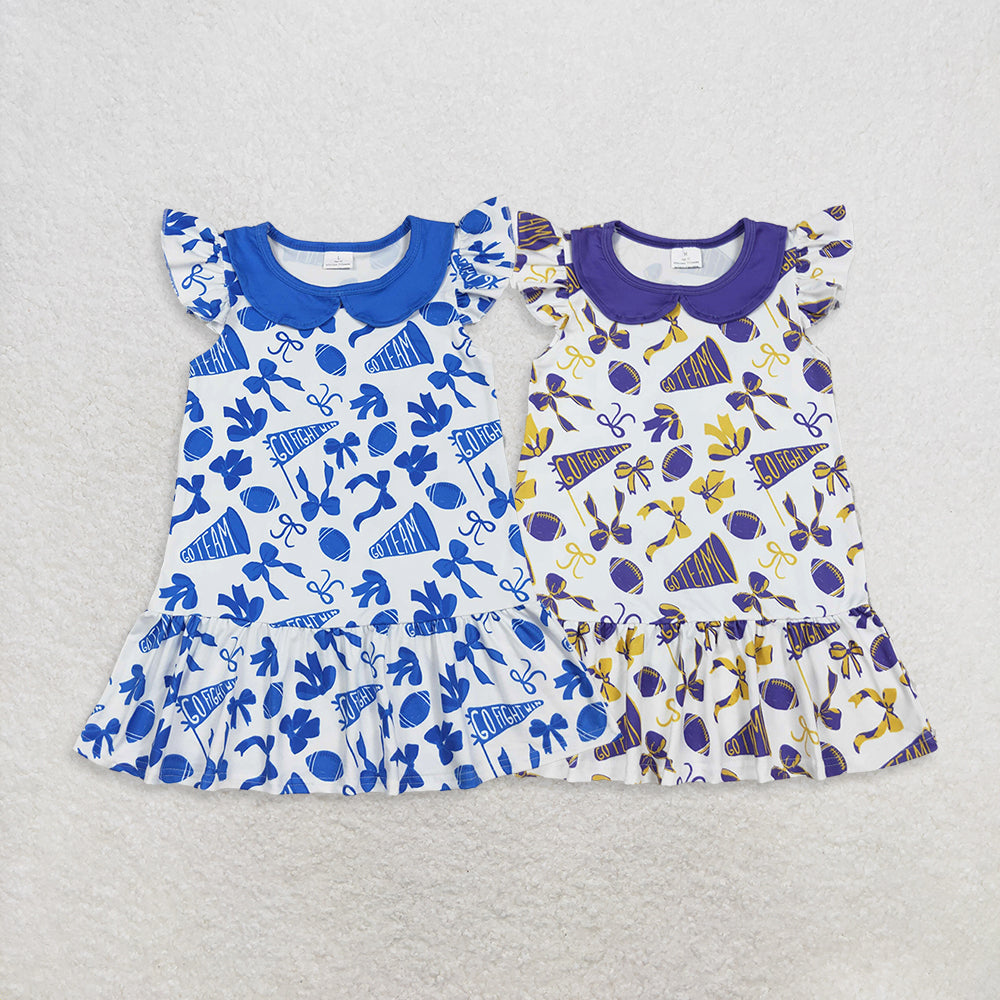 RTS NO MOQ Sibling baby girl clothes team bow flying sleeve dresses